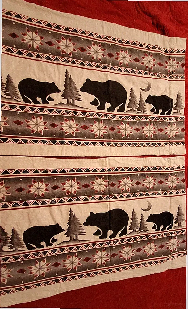 2 Pillowcases FRANCO Flanne 31"x21" Bears & Trees Winter Cozy