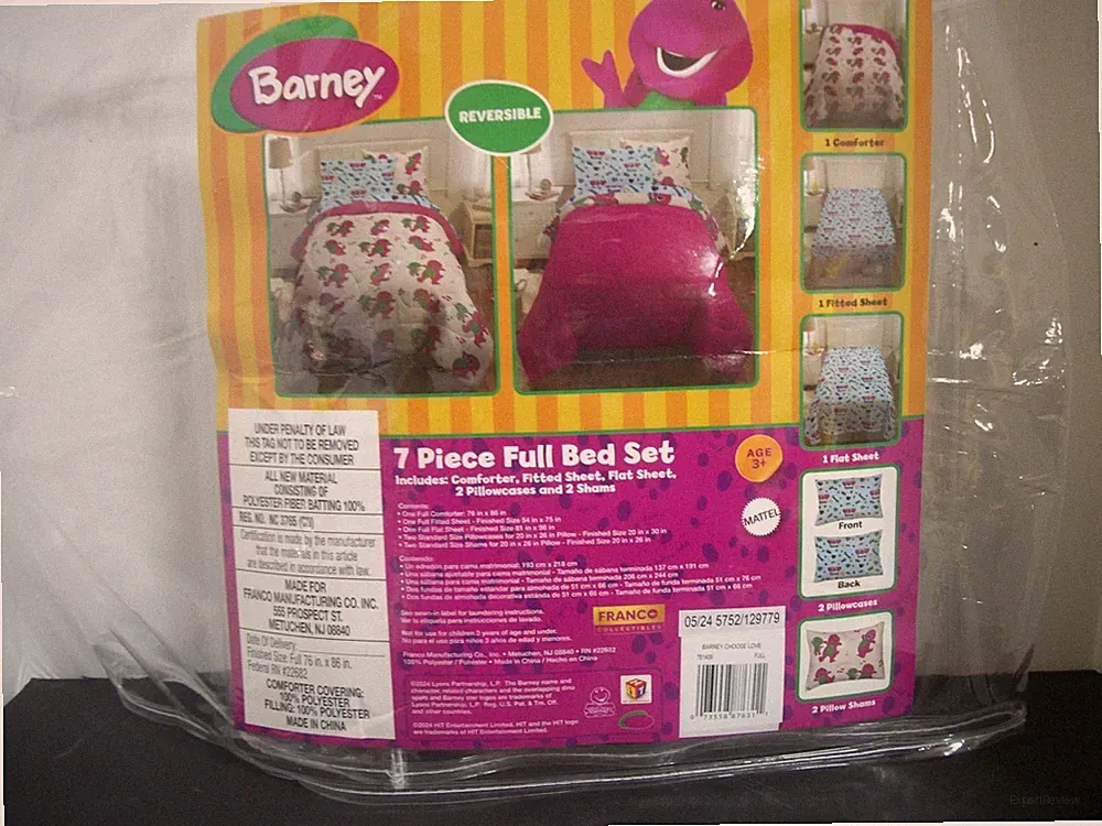 7 pc Barney Sheets Comforter Pillowcases Shams FULL Size Franco