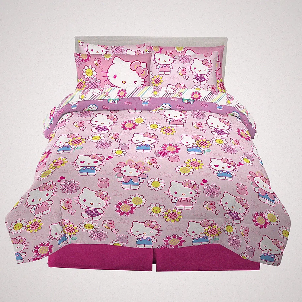 Bedding Set 7 Piece Full Size Comforter Sheets Sham Hello Kitty Franco Kids Soft