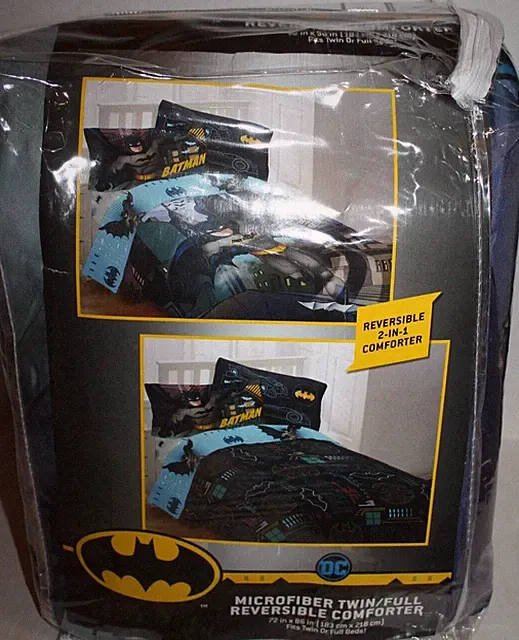DC Comics Batman Twin / Full Reversible Comforter Superhero Bedspread NEW