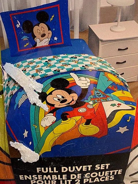 Disney Mickey Mouse Clubhouse Full Duvet Cover Set–Jay Franco Blue w/Rainbow New