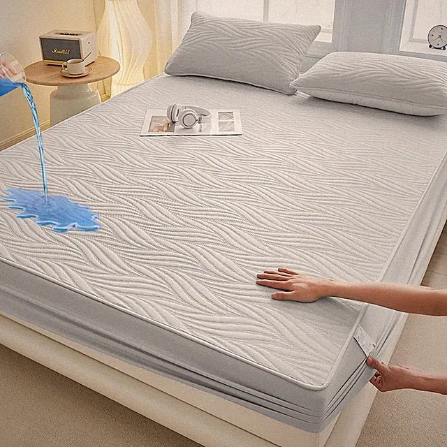 Embossed Mattress Cover Bed Fitted Sheet Non-Slip Anti-Mite Mattress Protector