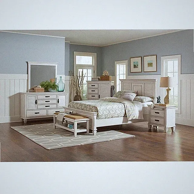 Franco 5-piece Eastern King Bedroom Set Distressed White