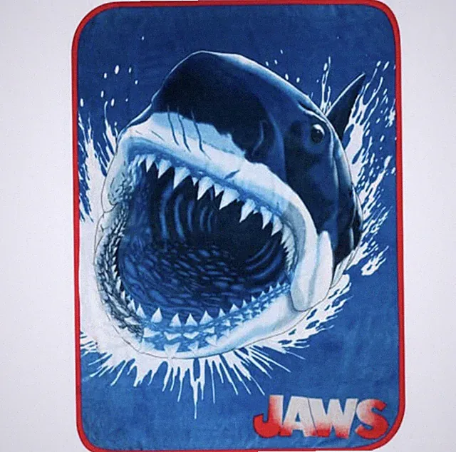 Franco JAWS 46x60 Inch Micro-Plush Throw Blanket Shark Universal Studios NEW