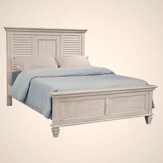 Franco Wood Eastern King Panel Bed Distressed White