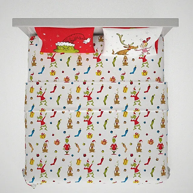 Grinch King Size Bed Linen Set 4 Piece Microfiber Sheets Pillowcases