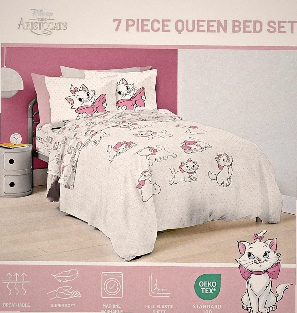 Jay Franco Disney Aristocats Marie Queen Comforter Set 7pc Pink Bedding