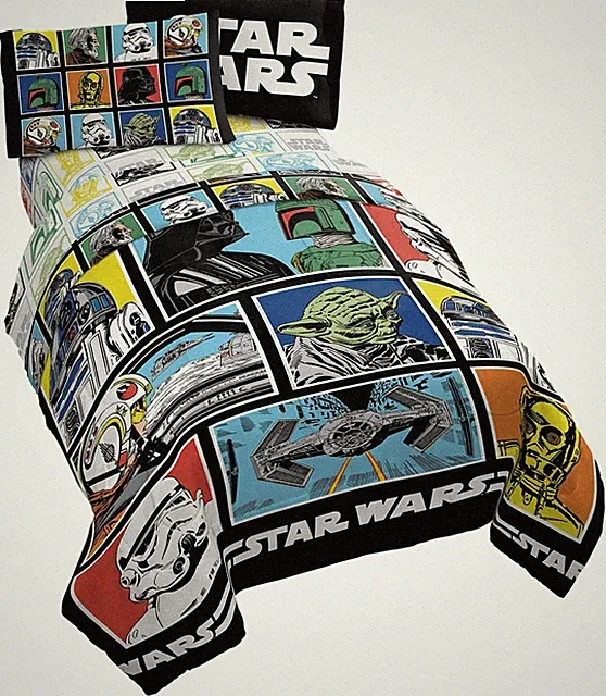 Jay Franco Star Wars Classic Grid 5 Piece Queen Bed Set - Includes Reversible...