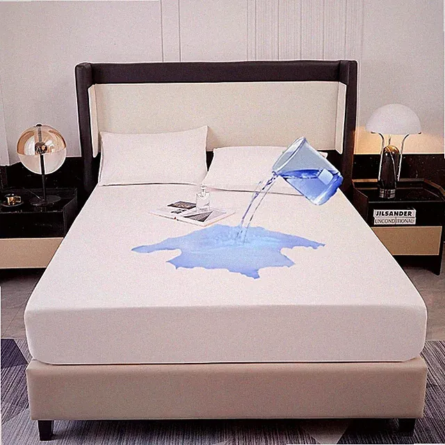 Mattress Protector, Soft Breathable Solid Color Mattress Cover Fitted Bed Sheet