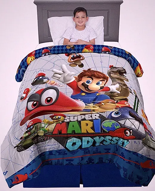New Nintendo Super Mario Odyssey Gaming Twin/Full Reversible Comforter