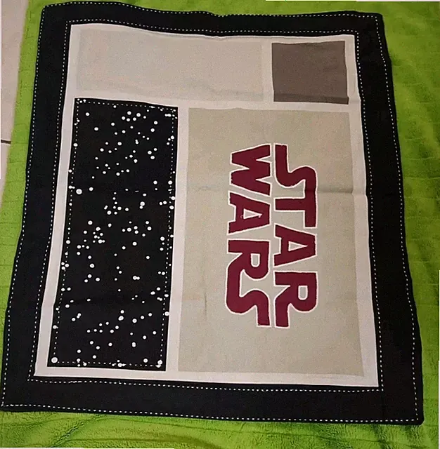 Pair Star Wars Embroidered Black Pillow Shams 100% Cotton 25"X 29"