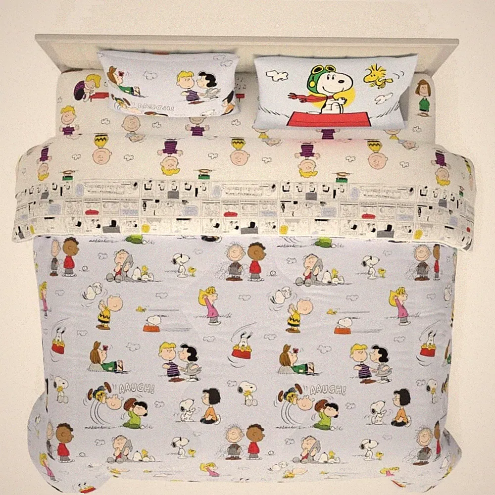 Peanuts King Bedding Set, 7 Piece Cozy Comforter & Sheets