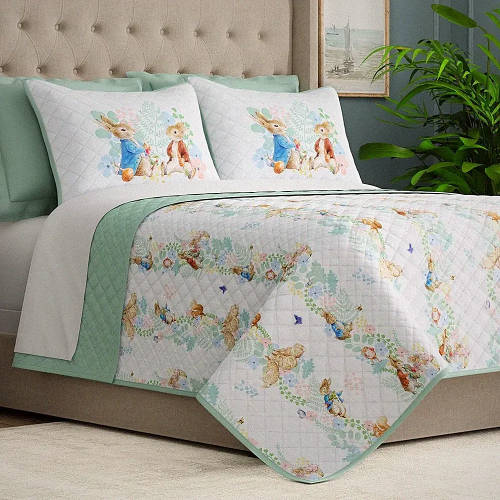 Peter Rabbit Bedding Full/Queen Quilt & Sham Set – Easter & Spring Bedding, Ul