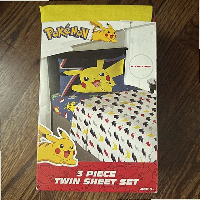 Pokemon Pikachu 3 Piece Twin Size Microfiber Sheet Set Franco Manufacturing