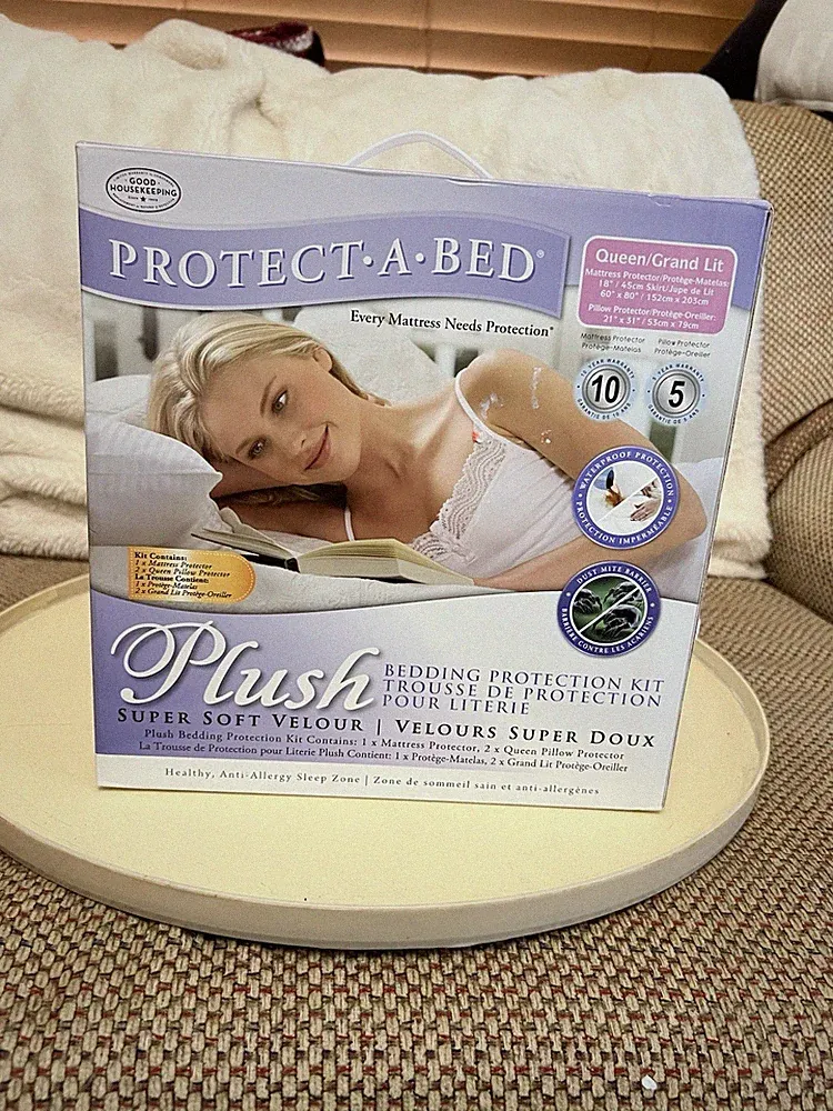 Protect A Bed Queen Premium Plush Velour Waterproof Mattress Protector NEW