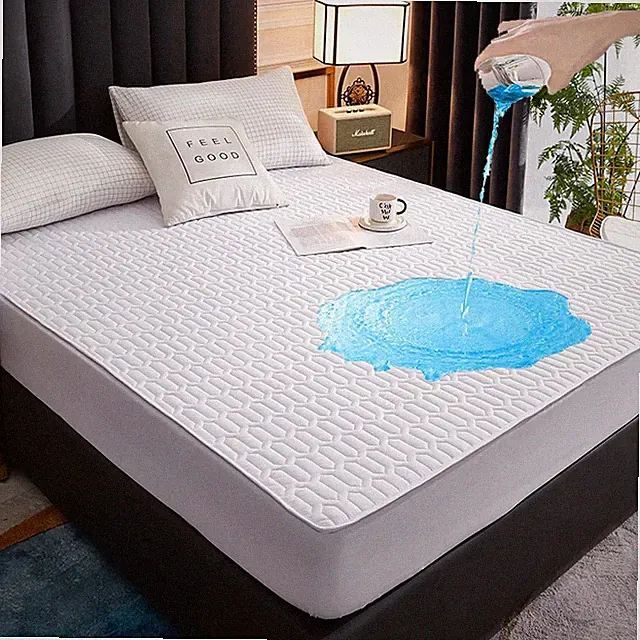 Quilted Mattress Cover Anti-bacterial Fitted Sheet Bed Cover Protector Latex Mat