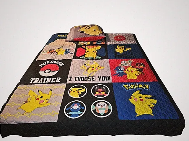 Rare Pokemon quilted bed coverlet "POKÉMON TRAINER I CHOOSE YOU" Blanket 2017