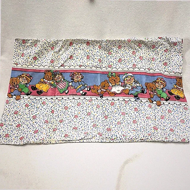 Vintage Franco Standard Pillowcase 20” X 30” Dolls Bears Floral Roses
